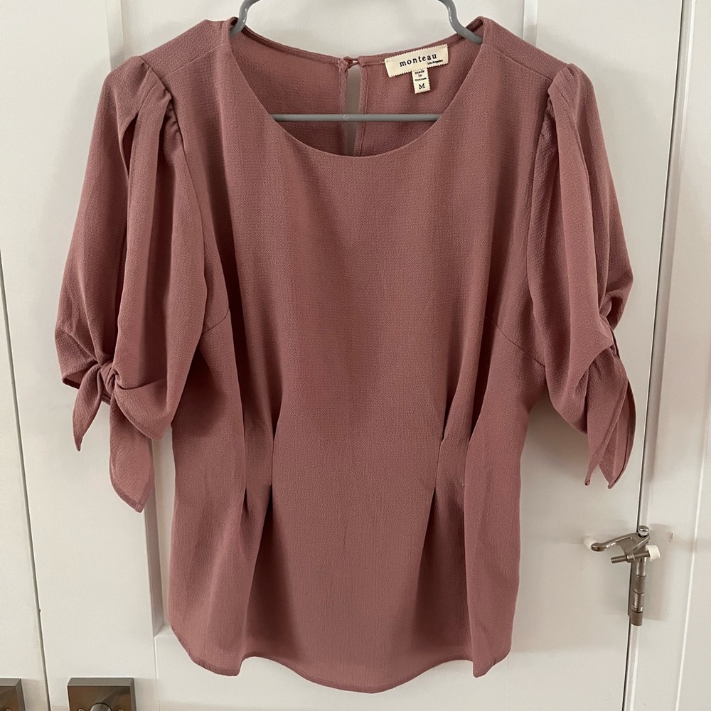 Mollini Women's Pink Top with Tie Sleeves